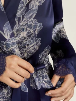 LAST PIECE Seide Kimono TOI MON AMOUR mit Print von Aubade schwarz Größe L