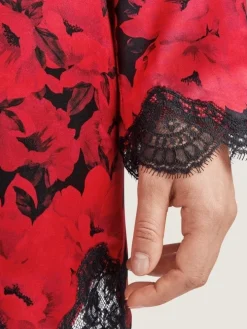 LAST PIECE Seide Kimono TOI MON AMOUR mit Print von Aubade schwarz Größe L