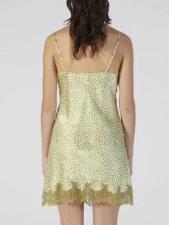 LAST PIECE Seide Neglige mit Spitze kurz Kiwi Print von Verdiani Größe 42
