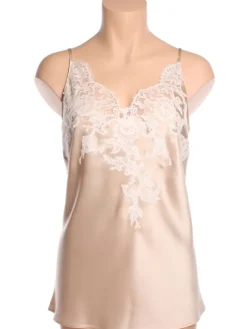 LAST PIECE Seidentop EGERIE mit Calais Spitze von Marjolaine sand Größe DE 36