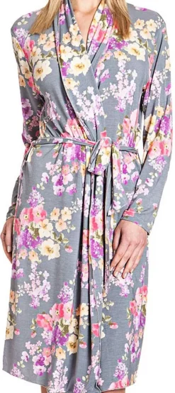 LAST SIZE Modal Morgenmantel AMANPURI mit Blumendruck von Gattina Größe 38