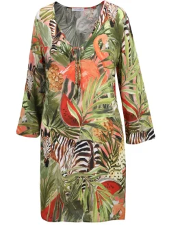 Leichte Tunika ZEBRA IN PARADISE apricot grün von Fürstenberg