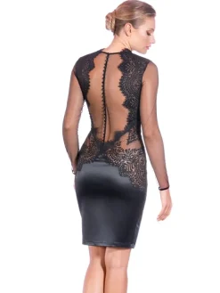 Lingerie Kleid BLACK SWAN mit Spitze schwarz von Prelude Milano