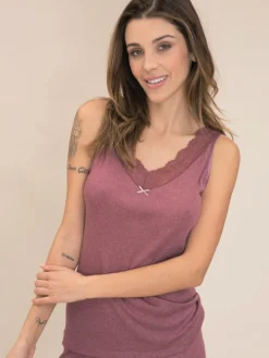 Lyocell Camisole Shirt Emma S/L mit Spitze Madiva
