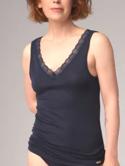 Merino Seide Unterhemd 2703 mit Spitze comazo|earth