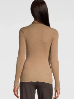 Merino Wolle-Seide CARDIGAN gerippt paprika-orange von Oscalito