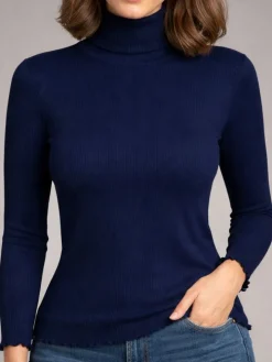 Merino-Seide ROLLKRAGEN SHIRT gerippt uni Artimaglia