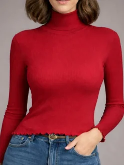 Merino-Seide ROLLKRAGEN SHIRT gerippt von Artimaglia