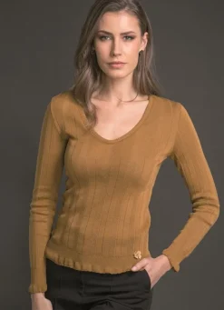 Merinowolle Seide LANGARM SHIRT breite Rippe von Artimaglia