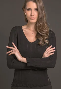 Merinowolle Seide LANGARM SHIRT breite Rippe von Artimaglia