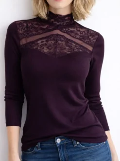 Merinowolle Seide LANGARM SHIRT Stehkragen von Artimaglia