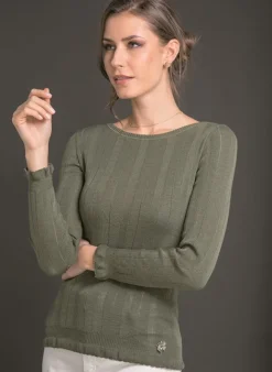 Merinowolle Seide RUNDHALS SHIRT breite Rippe von Artimaglia