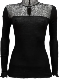 Merinowolle Seide STEHKRAGEN SHIRT gerippt von Artimaglia