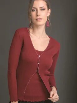 Merinowolle-Seide CARDIGAN gerippt von Artimaglia