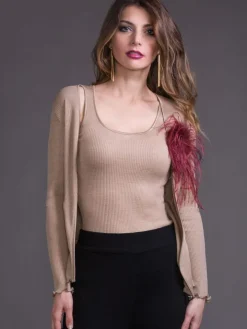 Merinowolle-Seide CARDIGAN gerippt von Artimaglia