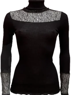 Merinowolle-Seide ROLLKRAGEN SHIRT gerippt von Artimaglia