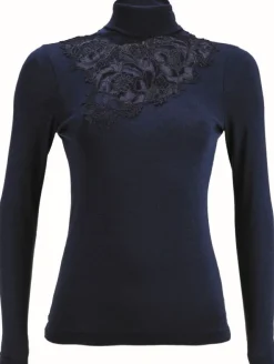 Merinowolle-Seide ROLLKRAGEN SHIRT mit Spitze von Artimaglia