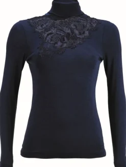 Merinowolle-Seide ROLLKRAGEN SHIRT mit Spitze von Artimaglia