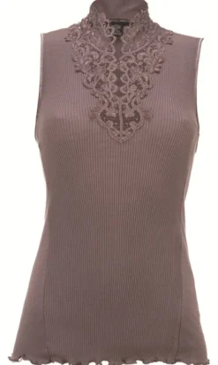 Merinowolle-Seide Stehkragen TOP mit Spitze von Artimaglia
