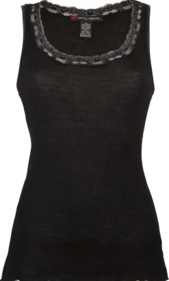 Merinowolle-Seide UNTERHEMD gerippt mit Spitze von Artimaglia