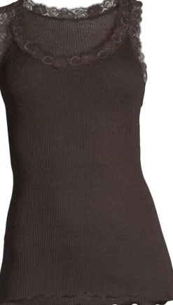 Merinowolle-Seide Unterhemd gerippt mit Spitze Basic von Oscalito