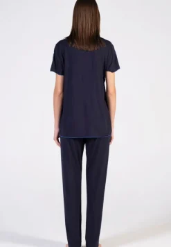 Modal Kurzarm-Schlafanzug BLU dunkelblau von Verdiani