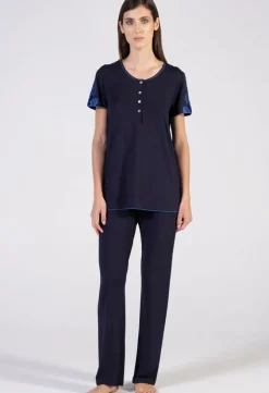 Modal Kurzarm-Schlafanzug BLU dunkelblau von Verdiani