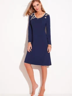 Modal Langarm Nachthemd BLU No. 3 dunkelblau von Chiara Fiorini