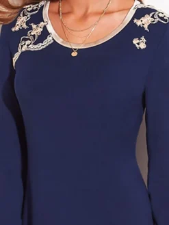 Modal Langarm Nachthemd BLU No. 3 dunkelblau von Chiara Fiorini