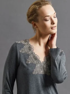 Modal Langarm Nachtkleid ANTHRAZIT grau von Fürstenberg