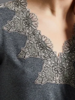 Modal Langarm Nachtkleid ANTHRAZIT grau von Fürstenberg