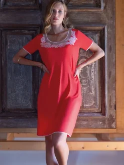 Modal Nachthemd kurz SUMMER ROSSO No. 3 korallenrot von Chiara Fiorini