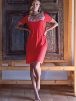 Modal Nachthemd kurz SUMMER ROSSO No. 3 korallenrot von Chiara Fiorini