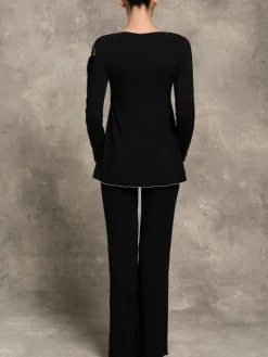 Modal Pyjama GINOSA in schwarz mit Spitze von Paladini