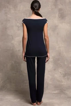 Modal Pyjama POMPELMO in blau mit Spitze von Paladini