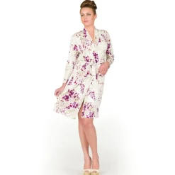 Morgenmantel CAYO LARGO mit Blumendruck von Gattina Seidenmix