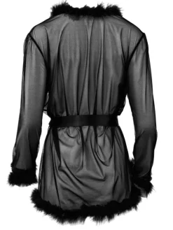 Morgenmantel mit Federn MARILYN schwarz von Escora