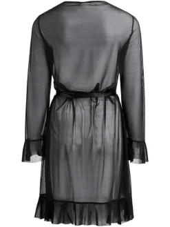 Morgenmantel mit Rüschen FABIANA schwarz von Escora