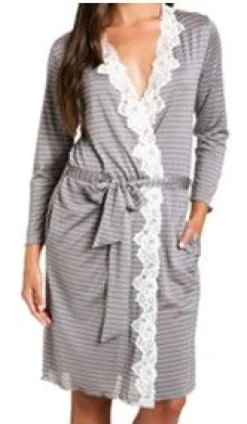 Morgenmantel NIZZA Seide mit Spitze von GATTINA