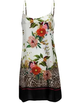 Nachthemd 100% Seide VILLA FLORA creme-bunt von Eva B. Bitzer