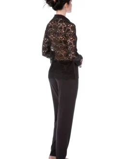 Pyjama EMMA in schwarz aus Modal und Spitze von Imec