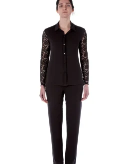 Pyjama EMMA in schwarz aus Modal und Spitze von Imec