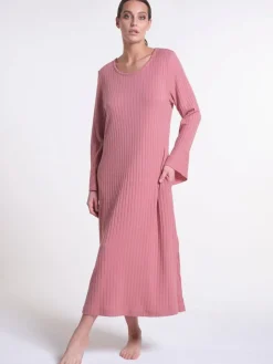 Ripp-Jersey Kleid lang LOUNGE No. 2 altrosé Viscosemix von Verdiani