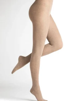 Ripp-Strumpfhose mit Kaschmir und Seide von Bleuforêt