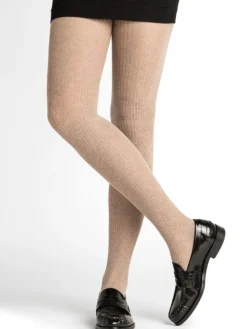 Ripp-Strumpfhose mit Kaschmir und Seide von Bleuforêt