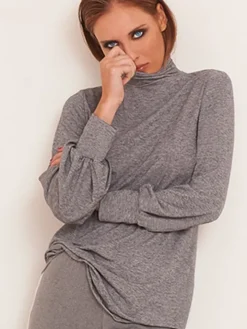 Rollkragen-Shirt MELANGE grau von Chiara Fiorini mit Wolle