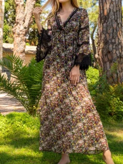 Seide Kleid OPHELIE lang Mousseline von Marjolaine