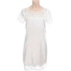 Seide Kurzarm Nachthemd MAGIC MOMENTS weiß oder blau von Gattina