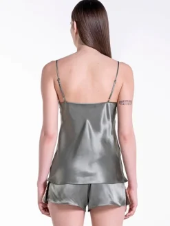 Seide Kurzpyjama OLIVE mit Spitze von Verdiani