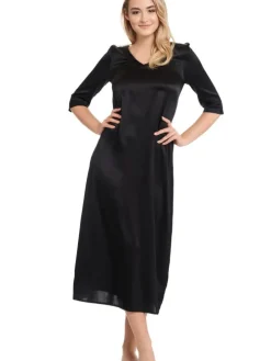 Seide Langarm Nachtkleid SEDUZIONE DI SETA Satin von Gattina
